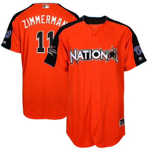 Nationals #11 Ryan Zimmerman Orange All-Star National League Stitched Youth MLB Jersey